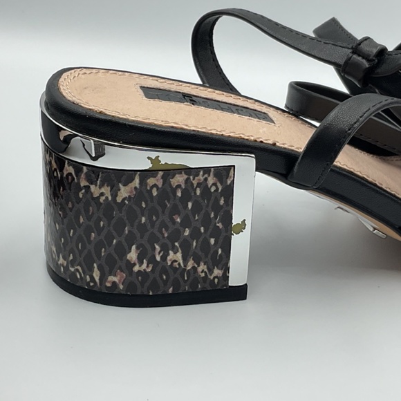 NWT Topshop Women’s Black Sandals/Long, Tie Up/Lace Up Strap/Animal Print - Picture 9 of 13